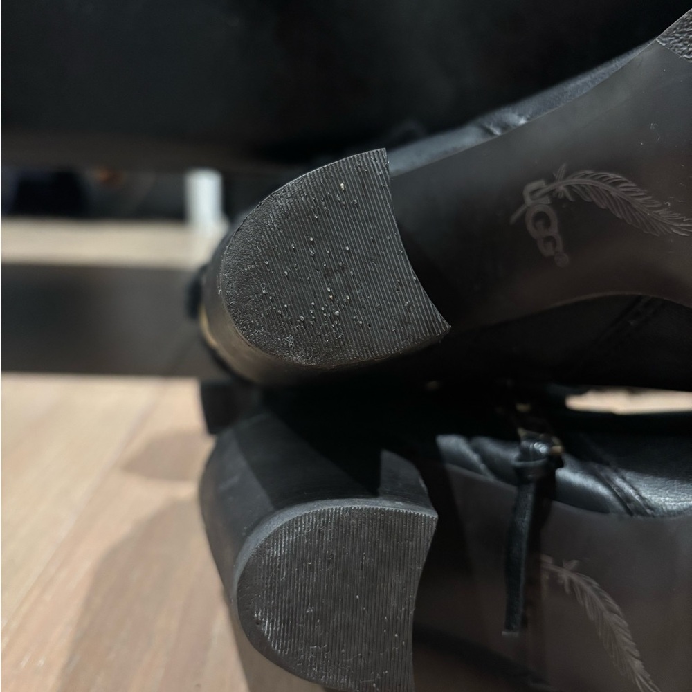 UGG Black Heeled Boots with Buckle Detail - Picture 6 of 6